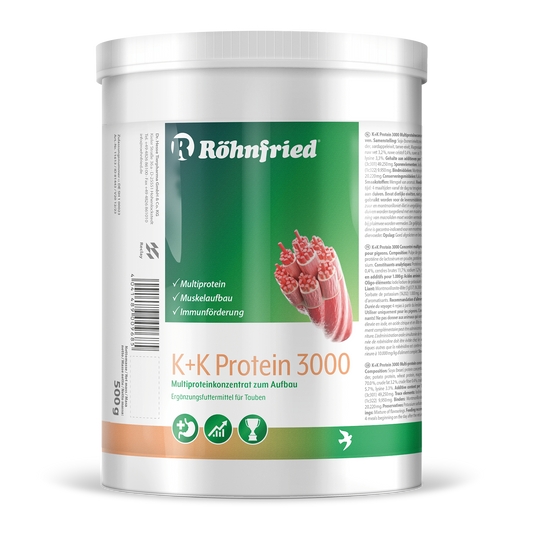 ROHNVRIED K+K Protein 3000 - 500 g - Multiprotein for muscle building in racing pigeons