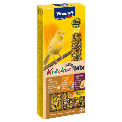 Vitakraft Kanarie kracker combi ho/ei/fr 3 stuks Honing|Ei|Fruit