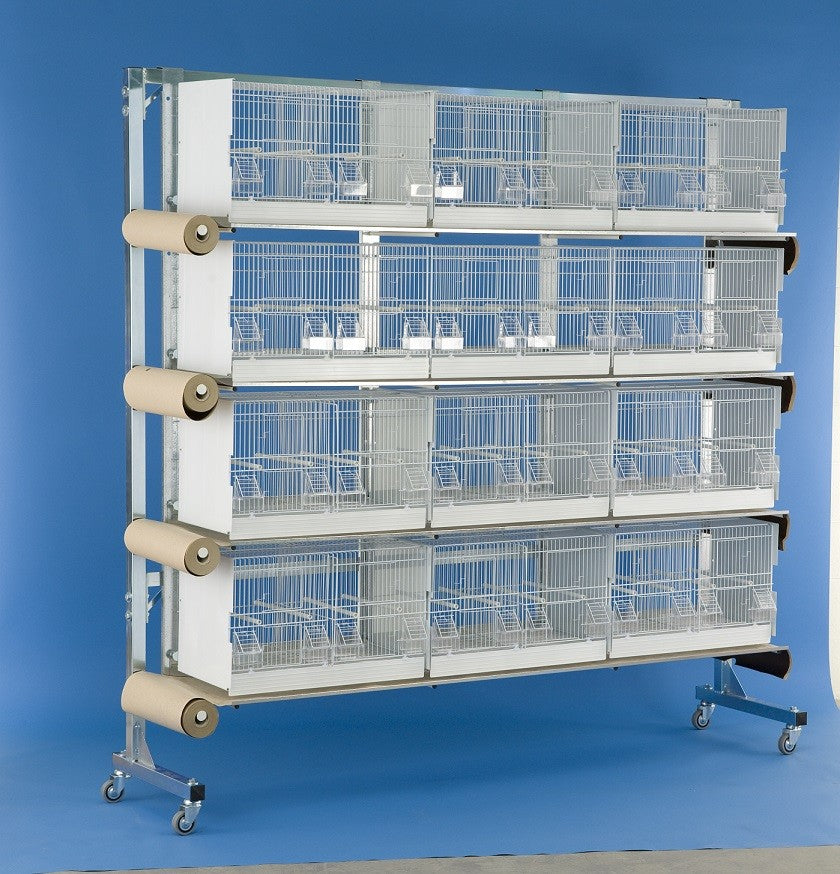 Domus Verrijdbare Broedkooi Batterij met Rolsysteem (12 Broedkooien)