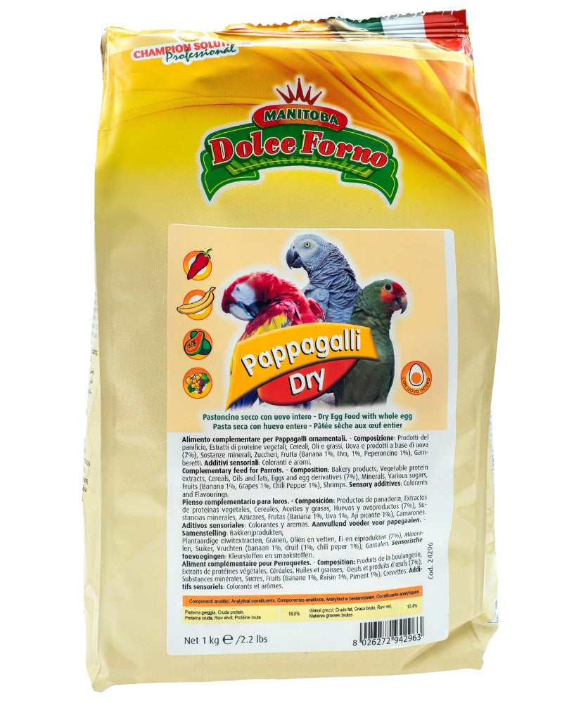 Manitoba Dolce Forno Pappagalli 1kg (Eivoer droog voor papegaaien)