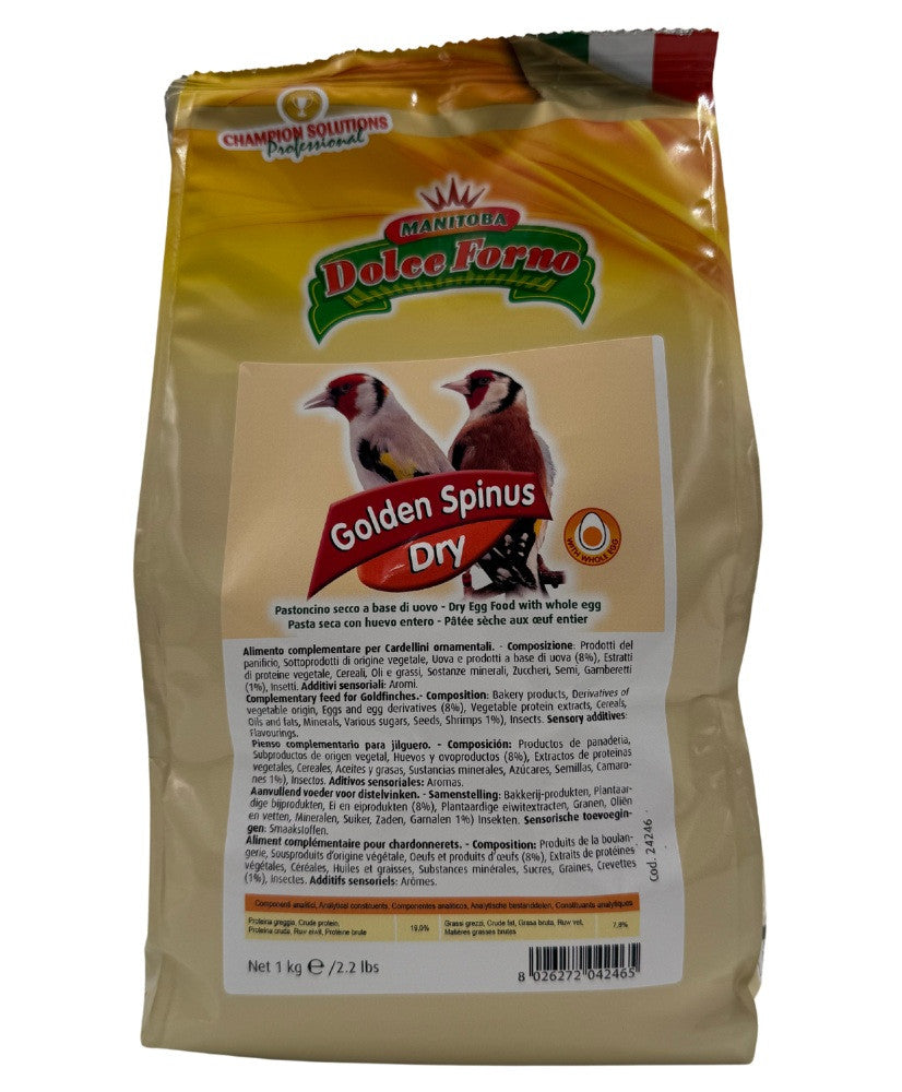 Manitoba Dolce Forno Golden Spinus 1kg (droog eivoer voor putters en sijzen)