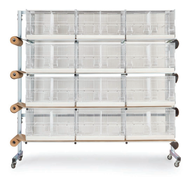 Domus Verrijdbare Broedkooi Batterij met Rolsysteem (12 Broedkooien)