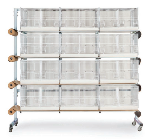 Domus Verrijdbare Broedkooi Batterij met Rolsysteem (12 Broedkooien)