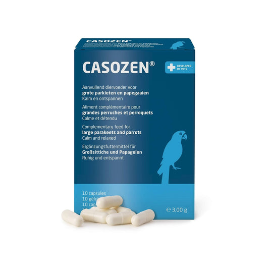 Casozen - Antistress- en verenplukmiddel voor Grote Parkieten en Papegaaien - 10 capsules