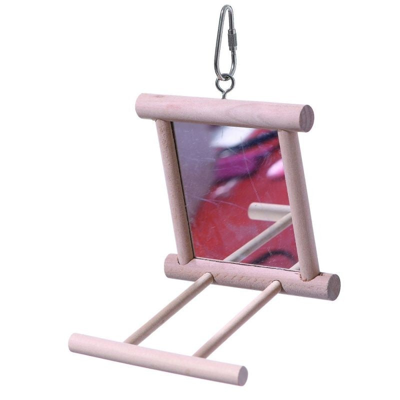 Houten Spiegel met Zitstok