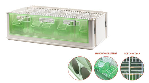 2 Gr Transportkooi middelgrote vogels open achter wand
