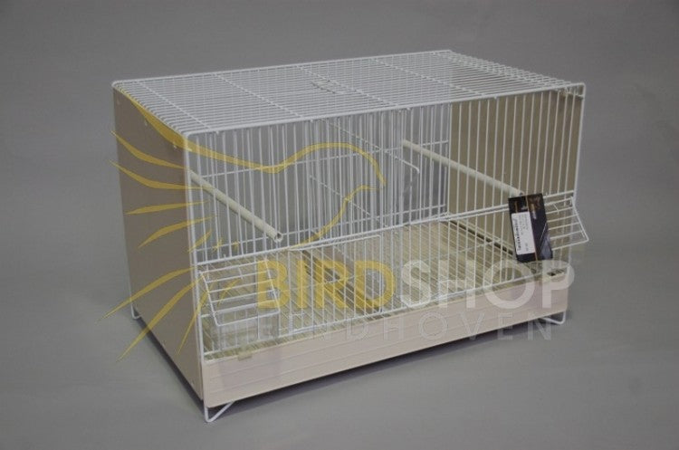 Domus Broedkooi Wit Gepoedercoat met Beige Lade (55 x 31 x 34 cm)