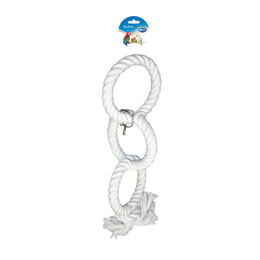 Papegaaispeeltje met 3 ringen wit 43 cm