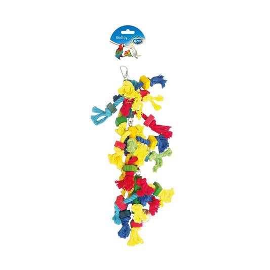 Touw knoopjes met blokjes & bel 38 cm