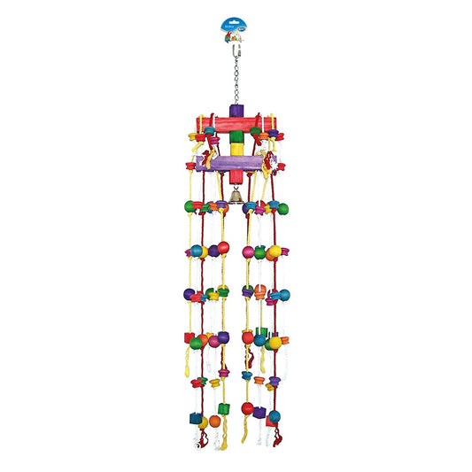 Carrouseltouw met kleurrijke blokjes & bel 120 cm
