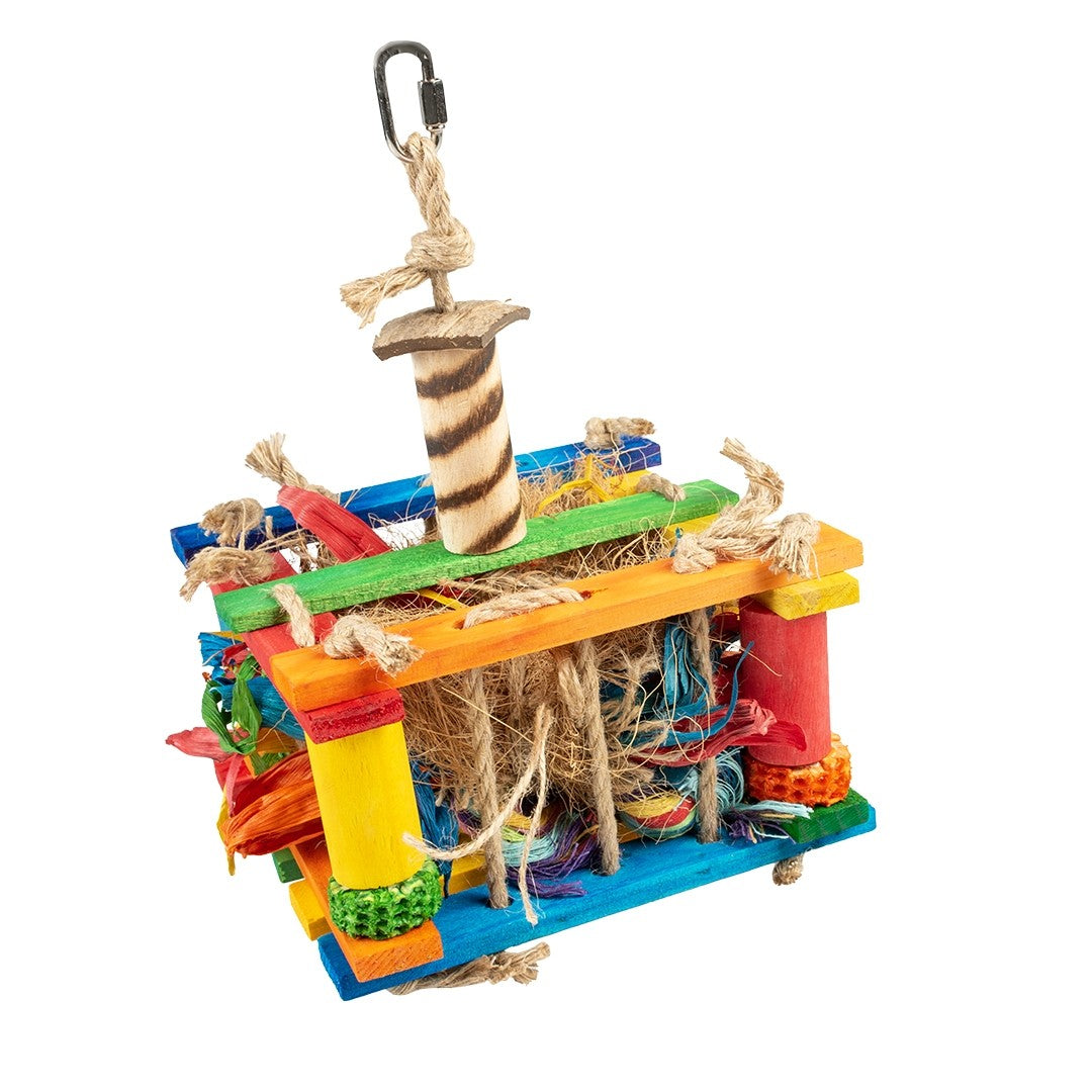 Houten speeldoos met sisal, cocos meerkleurig