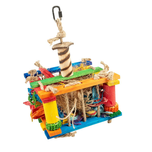 Houten speeldoos met sisal, cocos meerkleurig