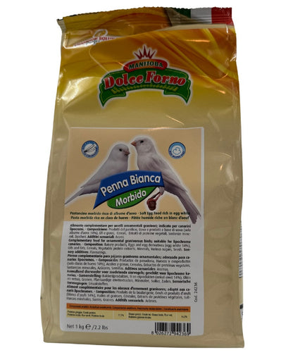 Manitoba Penna Bianca Soft 1kg (vochtig opfokvoer voor witte kanaries)