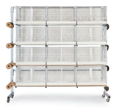 Domus Verrijdbare Broedkooi Batterij met Rolsysteem (12 Broedkooien)