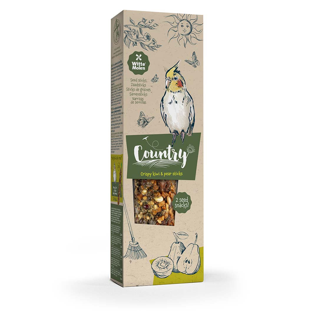 Country zaadsticks grote parkiet kiwi & peer